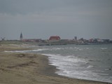 am andern Morgen geht es zunächst dem Strand entlang - Blick zurück nach Skagen